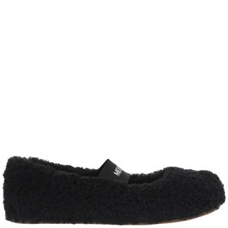 Moon Boot Schoenen, Dames, Zwart, 38 EU, Katoen, Shearling Ballerina Flats met Logo