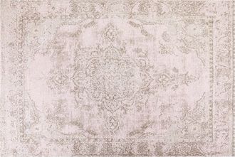 Beliani Alfombra De Algod&oacute;n Rosa Beige 200 X 300 Cm Poli&eacute;ster Oriental Desgastado Matarim
