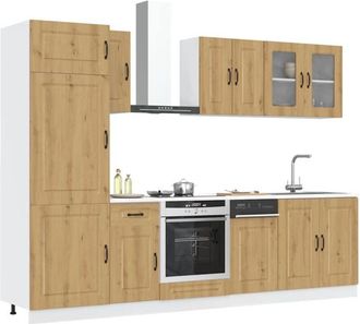 vidaXL Vidaxl - Mueble De Cocina Kalmar 8 Piezas Artesanal Roble