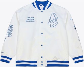 Mitchell & Ness Mens Mitchell & Ness White Chicago Cubs Cooperstown Collection Arctic Lightweight Satin Full-Snap Jacket at Nordstrom, Size Xx-Large