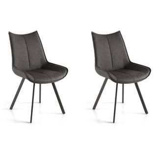 Capodarte Sedia Da Pranzo In Ecopelle Con Seduta E Gambe Antracite Clodia Set 2 Pz