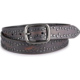 OLD TREND Westland Genuine Leather Desert Inspired Studded Belt in Grey at Nordstrom, Size Medium