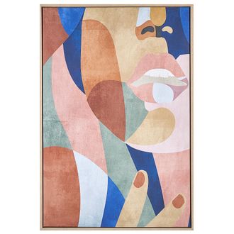 Beliani Lienzo Cuadro De Pared 93 X 63 Cm Marco Mdf Sint&eacute;tico Abstracto Geom&eacute;trico Multicolor Bitetto
