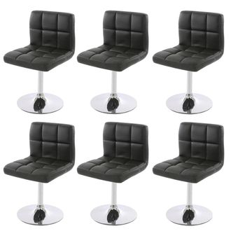 Hhg Hhg - Nunca Usado] Lote De 6 Sillas De Comedor Silla Giratoria Silla Kavala Polipiel Cromo, Gris