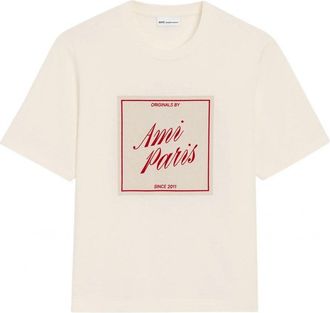 Ami BOXY FIT SIGNATURE T SHIRT Size: XS, colour: CREAM