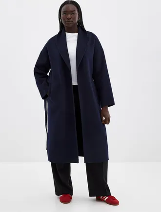 Contemporaine Womens Belted reprocessed wool overcoat