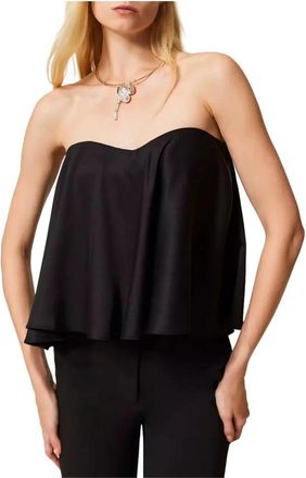 Twinset Satijnen Bustiertop - Dames - Blouses - Zwart - M - Satijn - Overhemden
