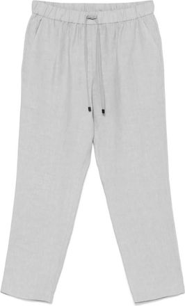 Le Tricot Perugia Lichtgrijze Katoenen Broek met Trekkoord - Dames - Straight fit broeken - Grijs - XL - Katoen - Broeken