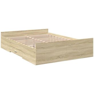 vidaXL Cama Con Cajones Madera Ingenier&iacute;a Roble Sonoma 135x190 Cm Vidaxl