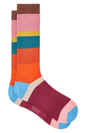 Paul Smith Colorblock Cotton Blend Dress Socks in Multi Pink at Nordstrom