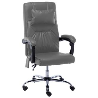 vidaXL Vidaxl - Silla De Oficina De Masaje De Cuero Sint&eacute;tico Gris Antracita