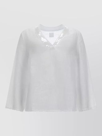 120% Lino linen v-neck regular-fit blouse