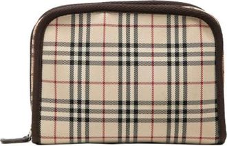 Burberry Pre-owned Clutches, female, Beige, Size: ONE SIZE Pre-owned Canvas Pouch