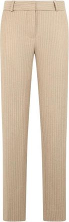 Brooks Brothers Nauwsluitende krijtstreepbroek van zuiver scheerwol in sigarettenmodel - Dames - Slim Fit Broeken - Beige - 2XS - Wol - Broeken