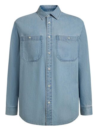12 Storeez lightweight denim shirt - men - Cotton/Lyocell/Mother of Pearl - M - Blue