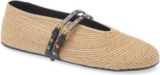 Alaia Raffia Ballerina Flat in Naturel at Nordstrom, Size 11Us