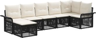 vidaXL Conjunto De Sof&aacute;s De Jard&iacute;n 7 Uds. Negro Rat&aacute;n Sint&eacute;tico Vidaxl