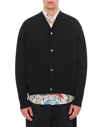 Jacquemus V-Neck Cardigan With Metallic Button Closure And Ribbed Finish
