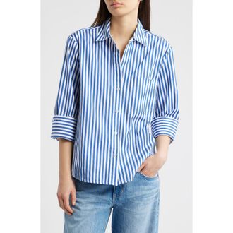 Madewell The Signature Y-Neck Shirt in Poplin in French Blue at Nordstrom, Size Xx-Small