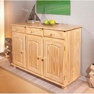 Dmora Credenza Drodger, Buffet da soggiorno, Madia da salotto, Dispensa da cucina, 130x43 h87 cm, Marrone - Dmora