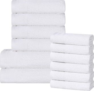 Superior Honeycomb Textured Waffle Border Cotton Medium Weight 12Pc Towel Set