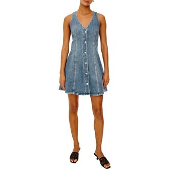 Rails Anaheim Sleeveless Fit & Flare Denim Minidress in Heritage Blue at Nordstrom, Size Xx-Small