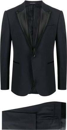 Emporio Armani single-breasted suit - men - Virgin Wool/Silk/Viscose/Elastane/Polyester - 56 - Blue