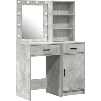 vidaXL Conjunto De Mesa De Vestidor Con Led 2 Pcs Gris Concreto Vidaxl