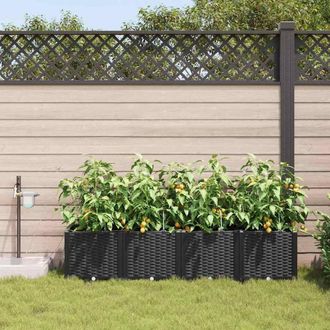 Berkfield Home Garden Planters with Water Irrigation System 4 pcs Black