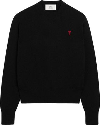 Ami Silk And Nylon Knit Sweater With Heart Logo