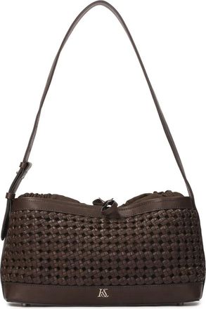 Kazar Tassen, Dames, Bruin, ONE Size, Leer, Langwerpige bruine handtas met gevlochten patroon