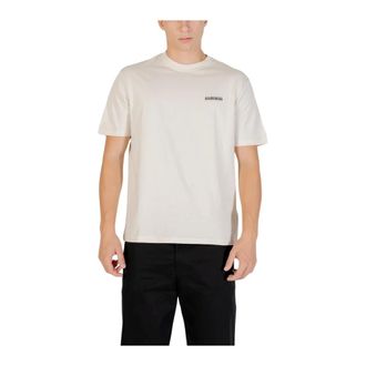 Napapijri T-Shirts, male, Beige, Size: L Round Neck Short Sleeve Cotton T-shirt