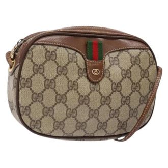 Gucci Pre-owned Canvas gucci-bags - Dames - Vintage Schoudertas - Beige - ONE Size - Leer - Vintage