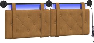 vidaXL Cabecero Colgante Con Luz Led Marr&oacute;n Terciopelo Vidaxl