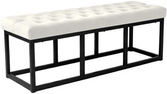 Clp Banco Polson Tapizado En Terciopelo Crema 120 Cm