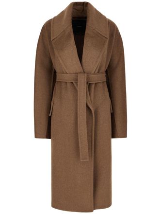 Max Mara belted long coat - women - Wool/Camel Hair/Cashmere - 42 - Brown