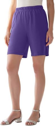 Roaman's Plus Size Soft Knit Pull On Short in Midnight Violet at Nordstrom, Size Small
