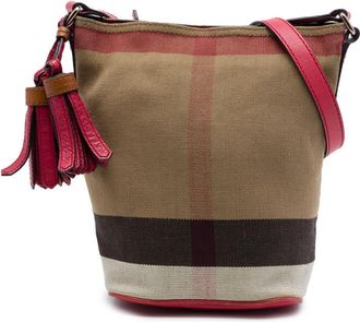 Burberry Pre-owned Burberry Mini Mega Check Canvas Ashby Tassel Bucket Bag Ladies OJYJLPQHYS2YB7XC