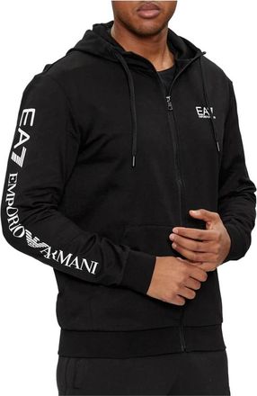 Emporio Armani Logo Series Hooded Cotton Zip-up Sweatshirt - Heren - Vesten met rits - Zwart - S - Katoen - Hoodies & sweatvesten