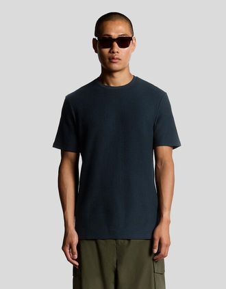 Lyle & Scott Lyle And Scott Mens Jacquard Dobby Knit T-Shirt - Navy - Size: 42