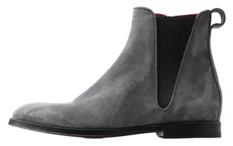 Dolce & Gabbana Gray Leather Men Ankle Boots Mens Shoes
