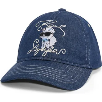Karl Lagerfeld Admiral Choupette Denim Baseball Cap at Nordstrom Rack