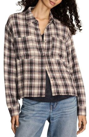 Lucky Brand Plaid Crop Button-Up Shirt in Cream Plaid at Nordstrom, Size Xx-Large Regular