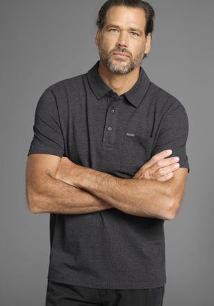 Man's World Poloshirt MANS WORLD, Herren, Gr. 4XL (68/70), schwarz (anthra melange), Single Jersey, Obermaterial: 60% Baumwolle, 40% Polyester, meliert, normal, S