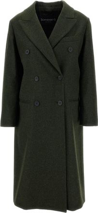 Schneiders Green Bella Double-Breasted Felted Wool Long Coat