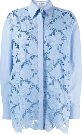 Valentino Garavani Long-Sleeve Lace Shirt