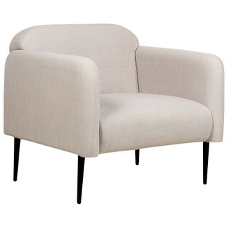 Beliani Beliani - Sill&oacute;n Asiento Silla Retro Art Deco Tela Lino Patas Metal Sala De Estar Gris Pardo Y Negro Stouby