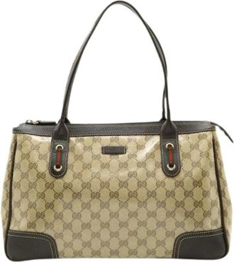 Gucci Pre-owned Handbags, female, Beige, Size: ONE SIZE Pre-owned Canvas Handbag