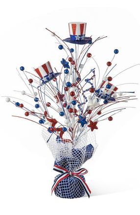 Glitzhome 20H Patriotic Americana Berry or Hat Table Tree in Blue at Nordstrom, Size Medium