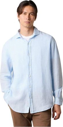 Brooks Brothers Regular Fit Linnen Overhemd met gespreide kraag - Heren - Casual Overhemden - Blauw - L - Linnen - Overhemden